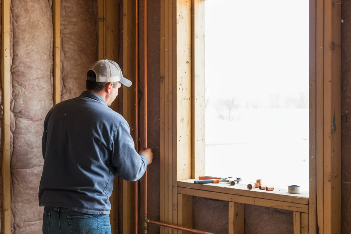 Licensed plumber running new copper supply lines in a Federalsburg home